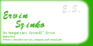 ervin szinko business card